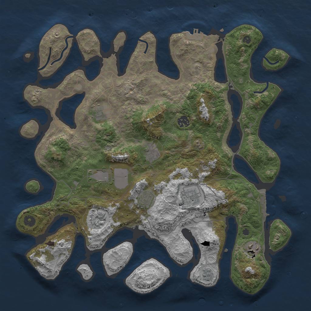 Rust Map: Procedural Map, Size: 4000, Seed: 21451, 17 Monuments