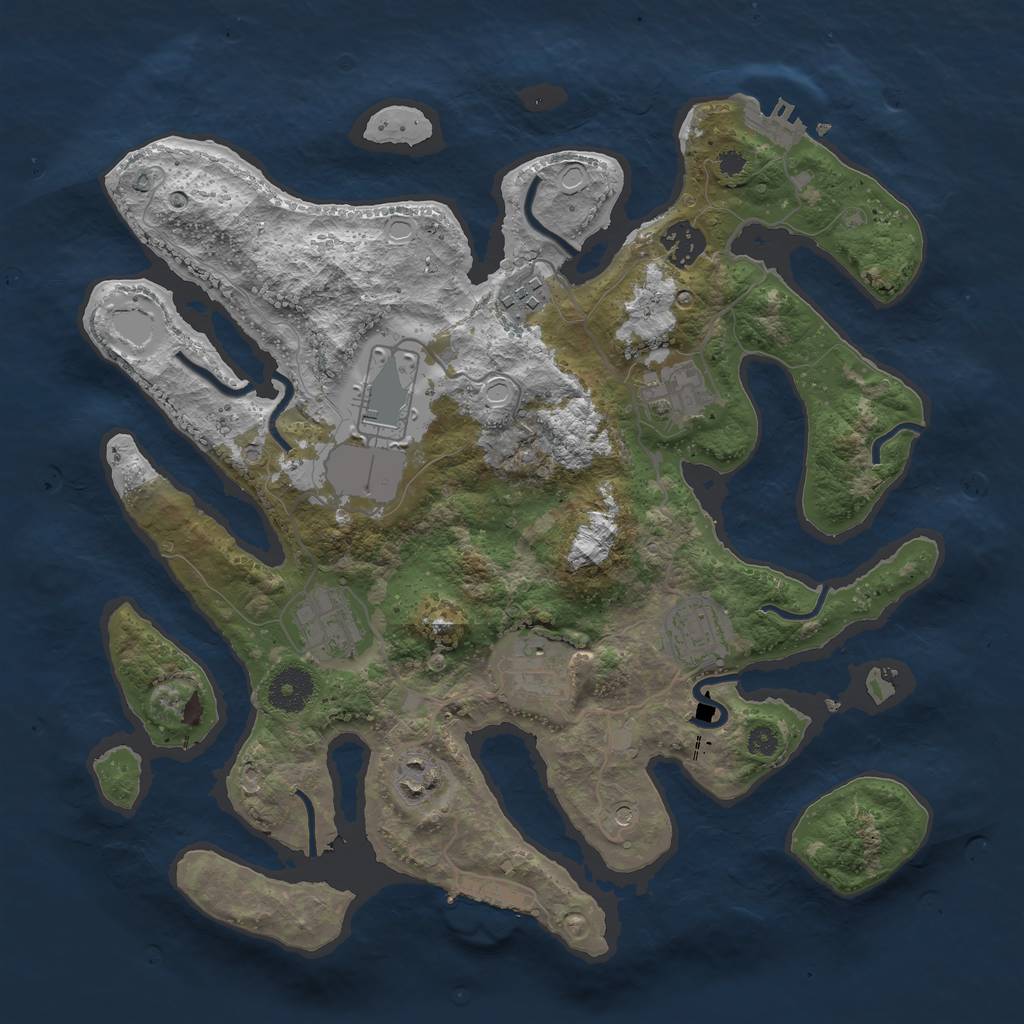Rust Map: Procedural Map, Size: 3500, Seed: 865, 16 Monuments