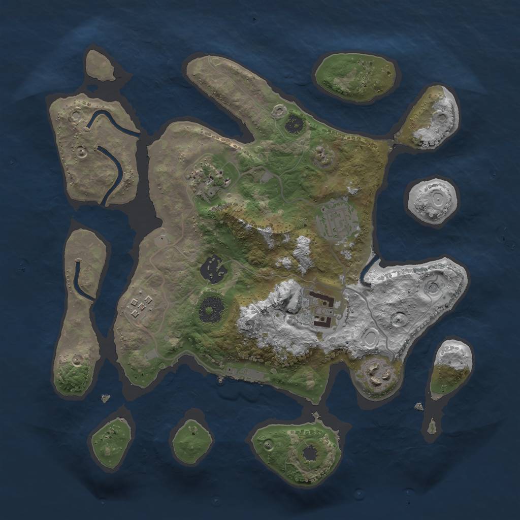 Rust Map: Procedural Map, Size: 3000, Seed: 343123, 13 Monuments