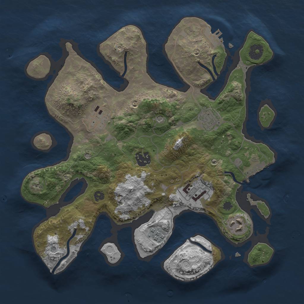 Rust Map: Procedural Map, Size: 3000, Seed: 21451, 14 Monuments
