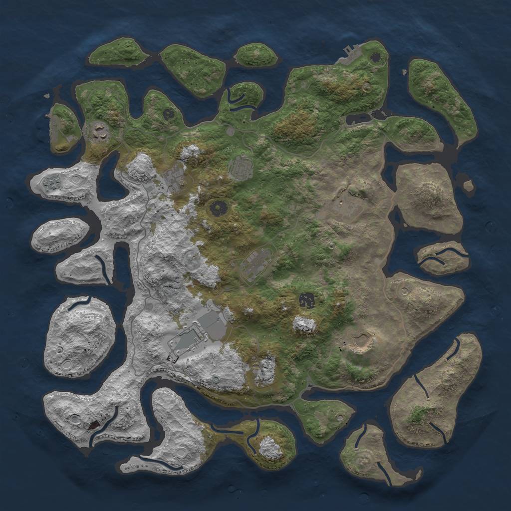 Rust Map: Procedural Map, Size: 4590, Seed: 529490738, 18 Monuments