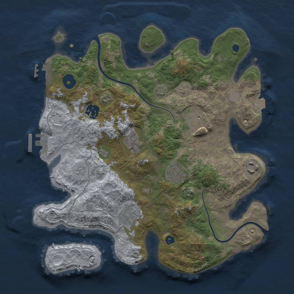 Rust Map: Procedural Map, Size: 3250, Seed: 2263, 11 Monuments