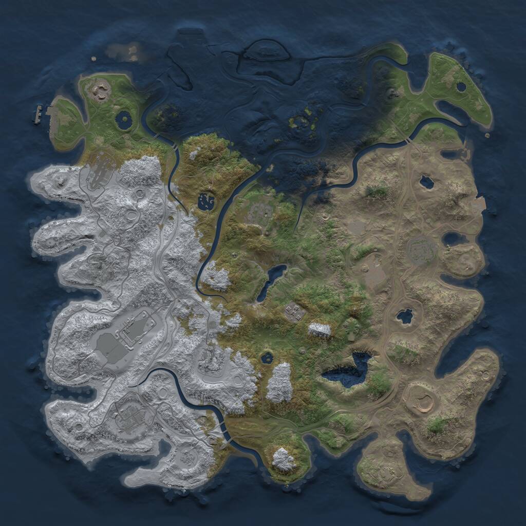 Rust Map: Procedural Map, Size: 4500, Seed: 529490738, 17 Monuments