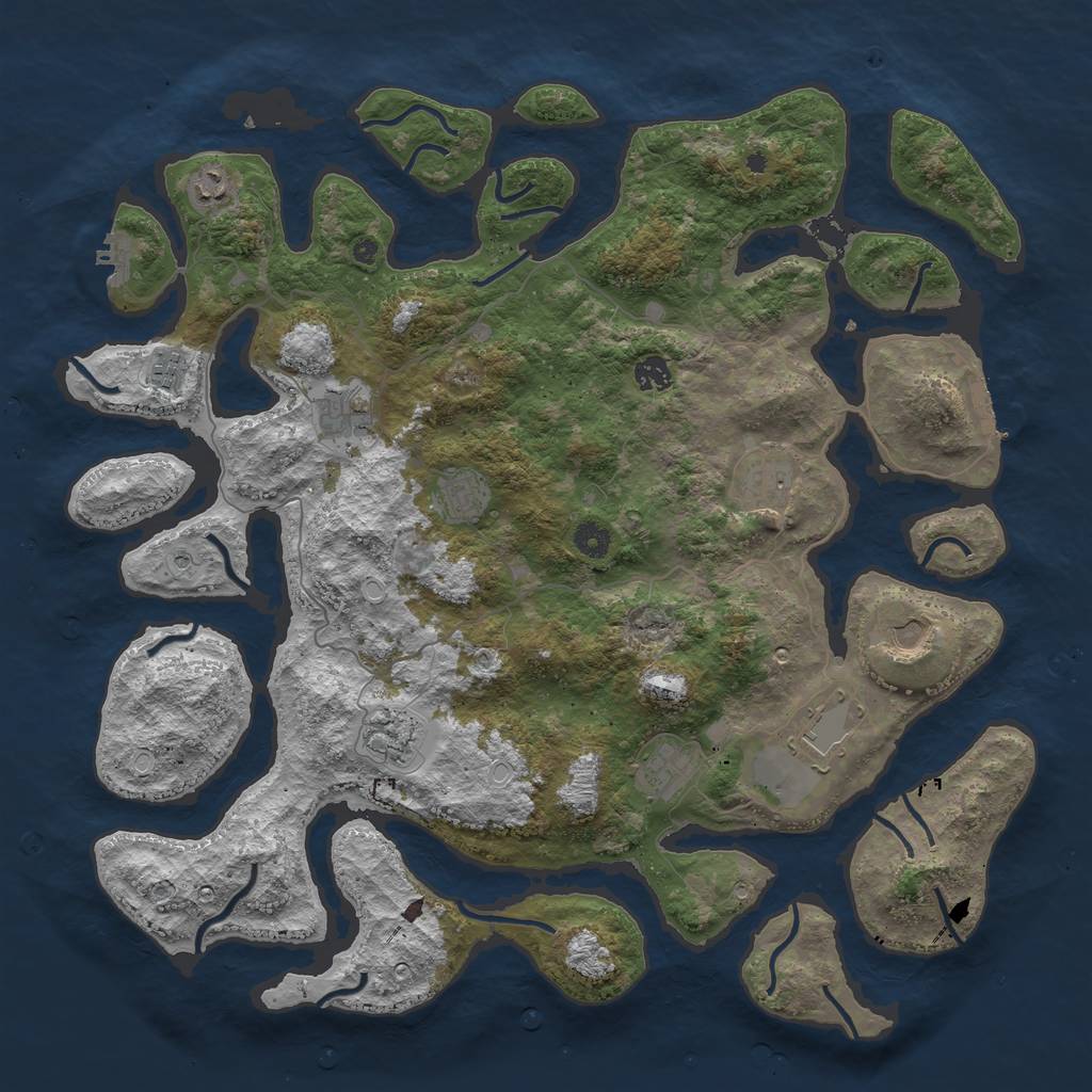 Rust Map: Procedural Map, Size: 4500, Seed: 529490738, 18 Monuments