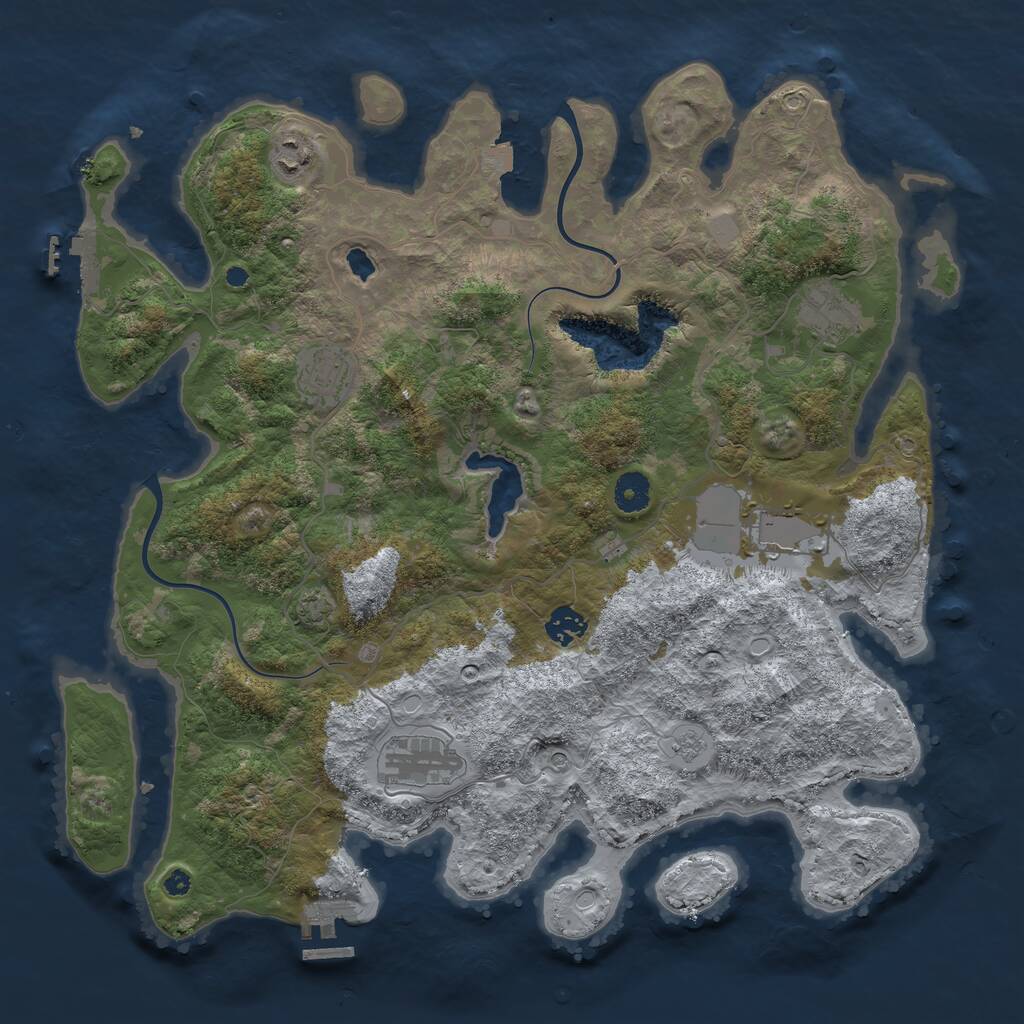 Rust Map: Procedural Map, Size: 4000, Seed: 3529, 12 Monuments