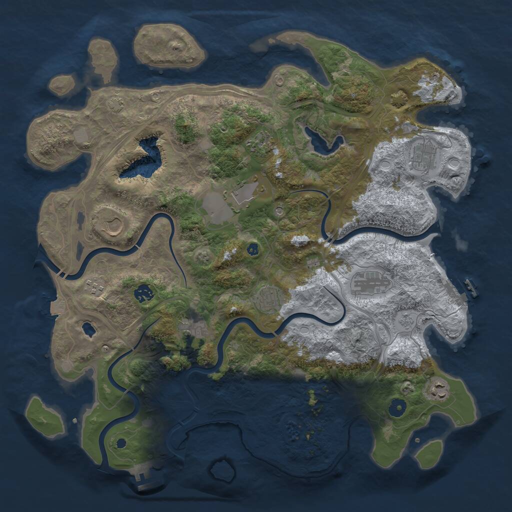 Rust Map: Procedural Map, Size: 4250, Seed: 369841, 16 Monuments