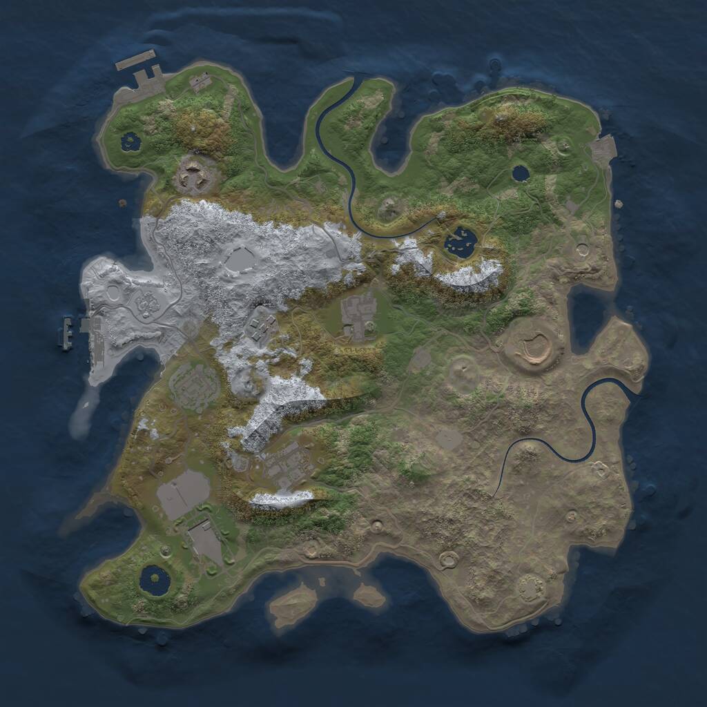 Rust Map: Procedural Map, Size: 3500, Seed: 3093302, 14 Monuments