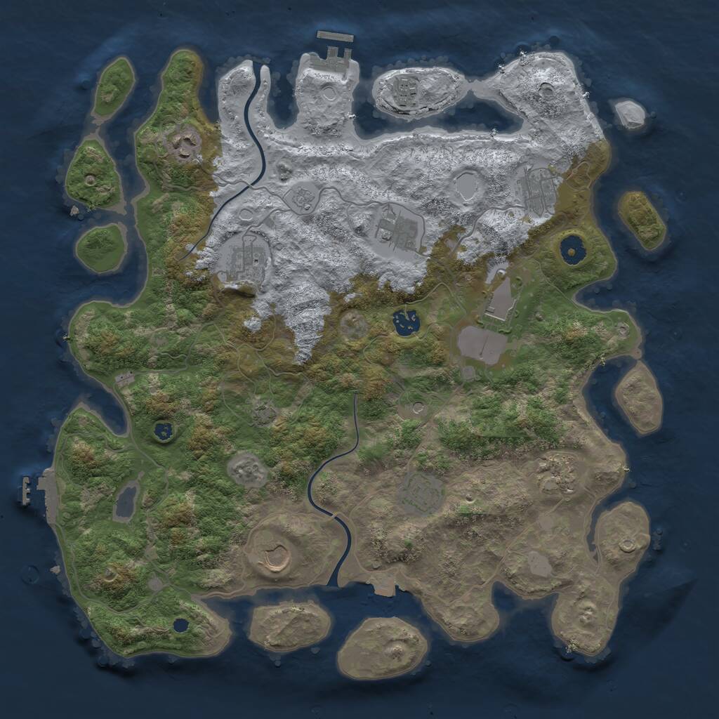 Rust Map: Procedural Map, Size: 3997, Seed: 753216357, 16 Monuments