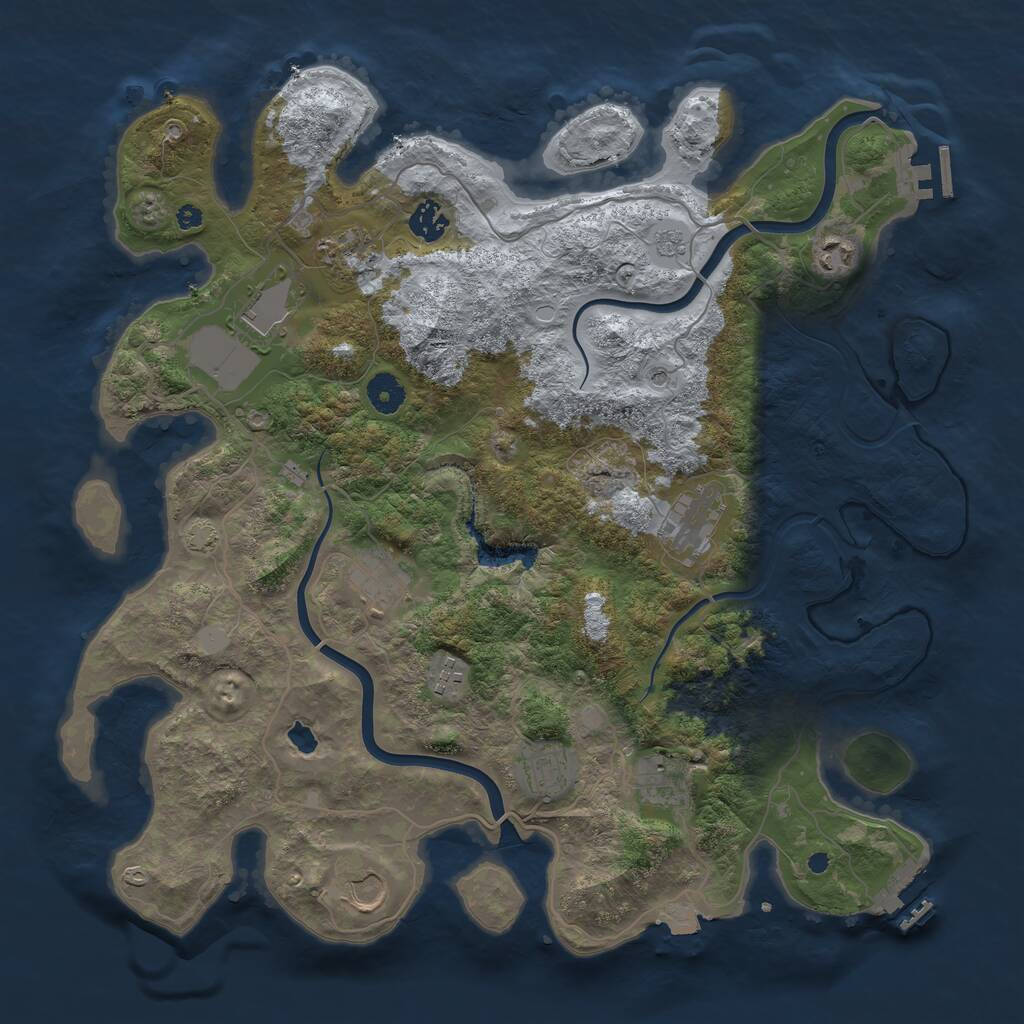 Rust Map: Procedural Map, Size: 4000, Seed: 878465, 16 Monuments