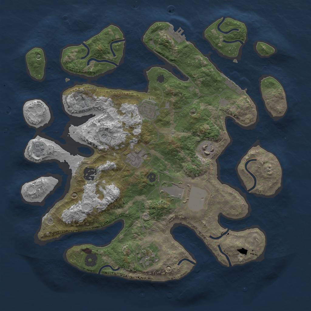 Rust Map: Procedural Map, Size: 3500, Seed: 2099463314, 15 Monuments