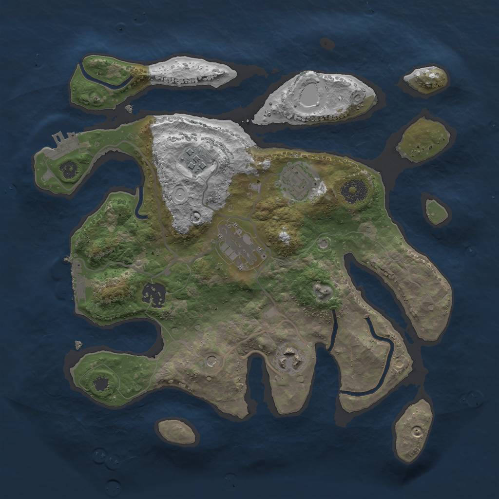 Rust Map: Procedural Map, Size: 3000, Seed: 32163, 13 Monuments