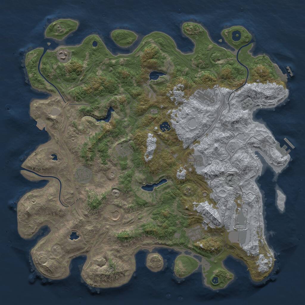 Rust Map: Procedural Map, Size: 4500, Seed: 9387642, 16 Monuments