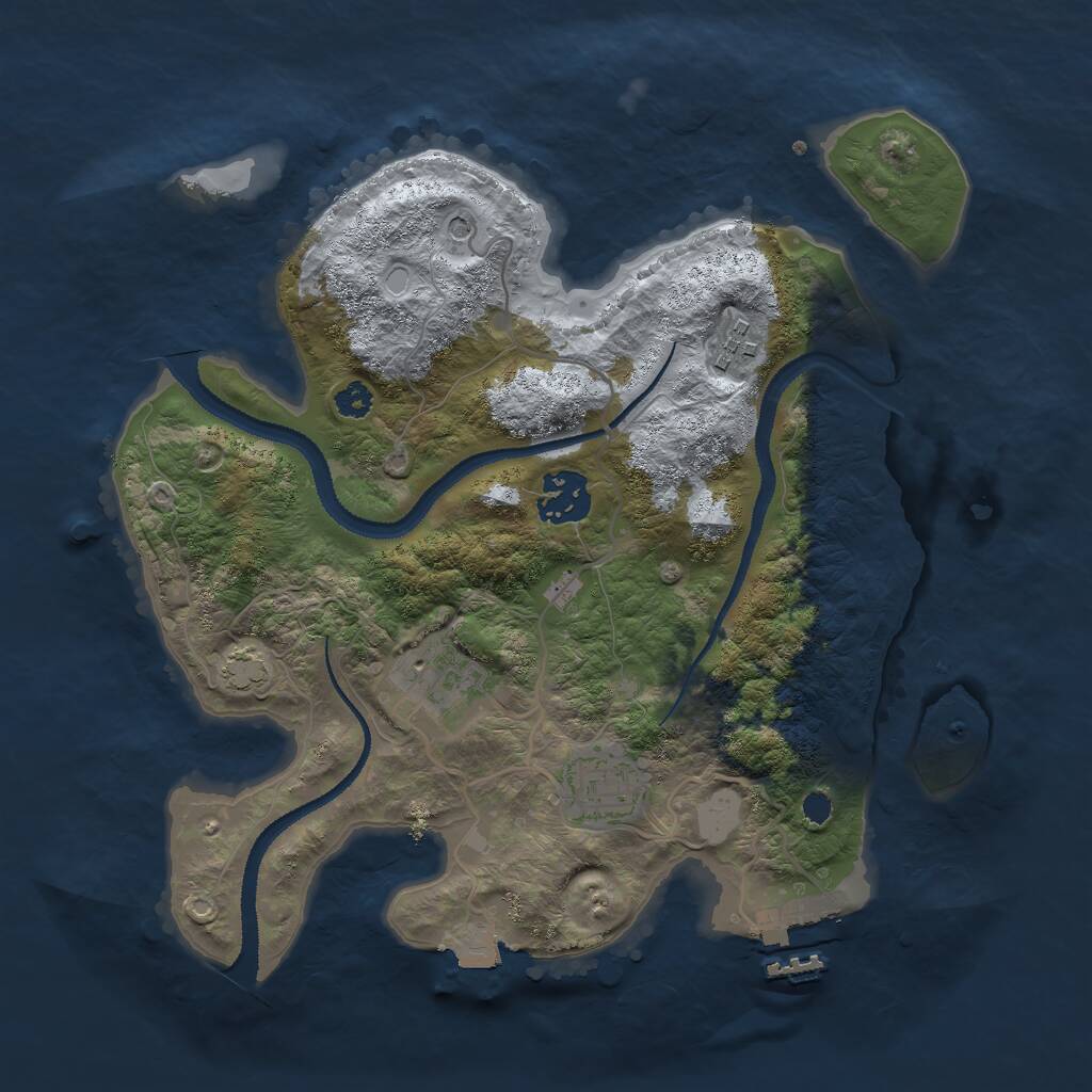 Rust Map: Procedural Map, Size: 3000, Seed: 475827, 8 Monuments