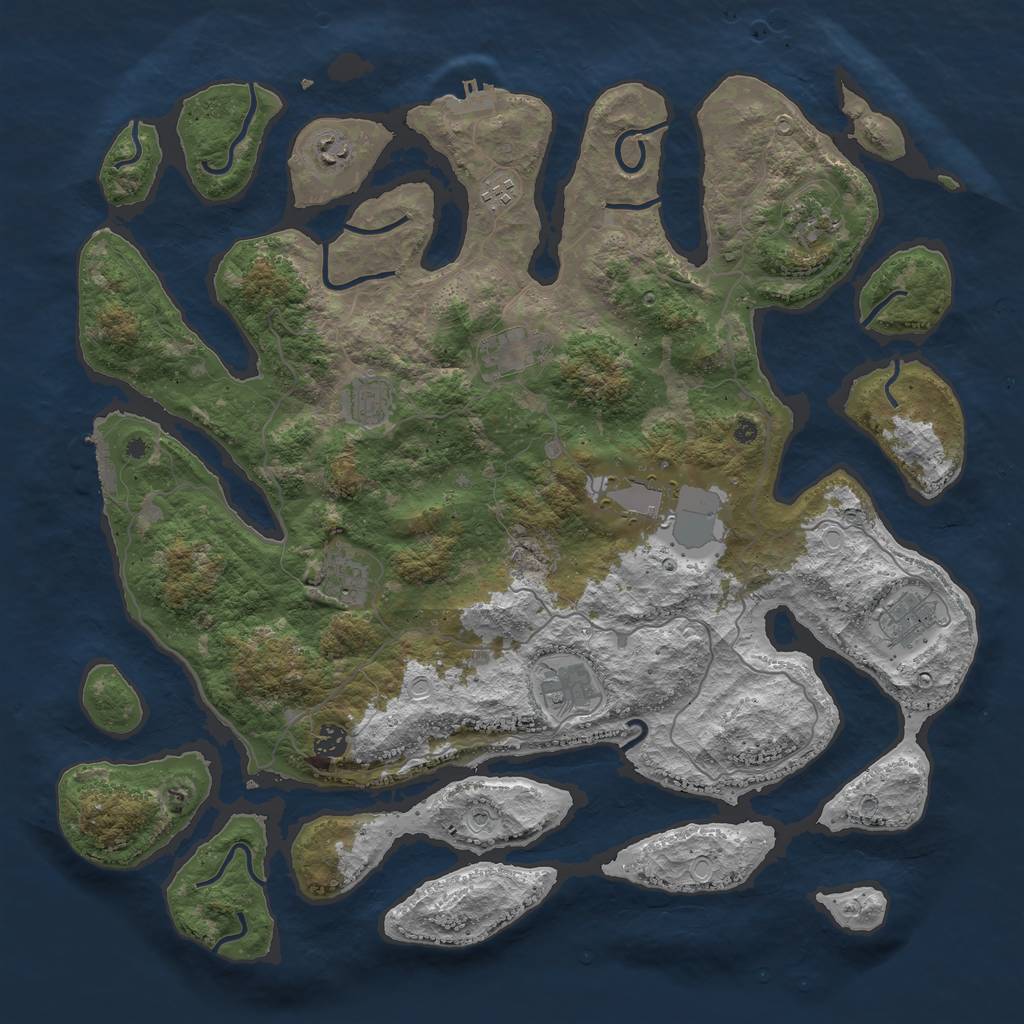 Rust Map: Procedural Map, Size: 4500, Seed: 477179152, 18 Monuments
