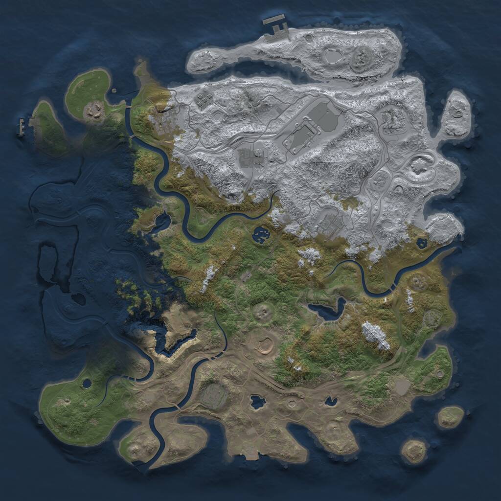Rust Map: Procedural Map, Size: 4500, Seed: 93825550, 16 Monuments
