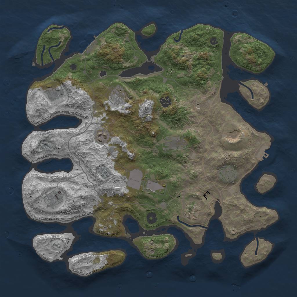 Rust Map: Procedural Map, Size: 4000, Seed: 422890150, 19 Monuments