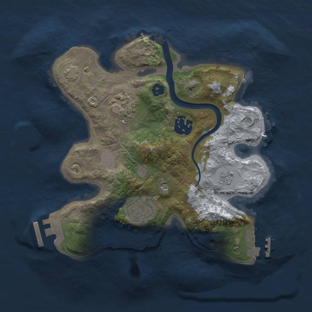 Rust Map: Procedural Map, Size: 2500, Seed: 1701031888, 9 Monuments