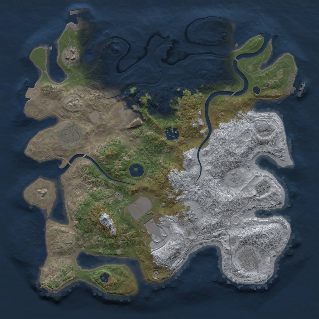 Rust Map: Procedural Map, Size: 3500, Seed: 95215991, 14 Monuments