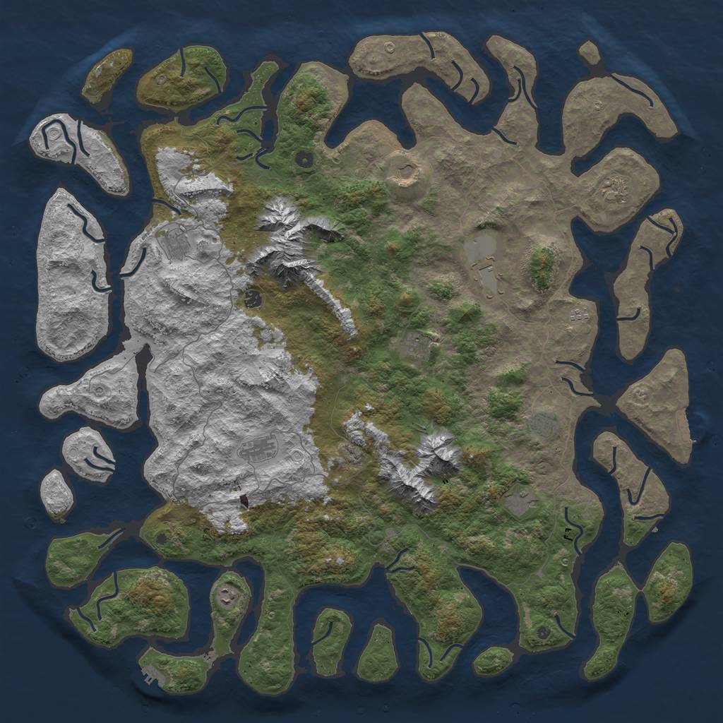 Rust Map: Procedural Map, Size: 6000, Seed: 466333566, 19 Monuments