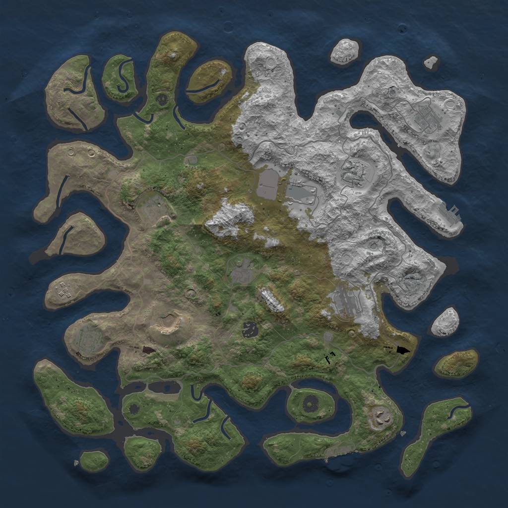 Rust Map: Procedural Map, Size: 4500, Seed: 637038233, 19 Monuments