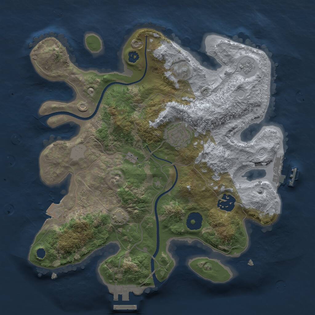 Rust Map: Procedural Map, Size: 2750, Seed: 40000, 7 Monuments