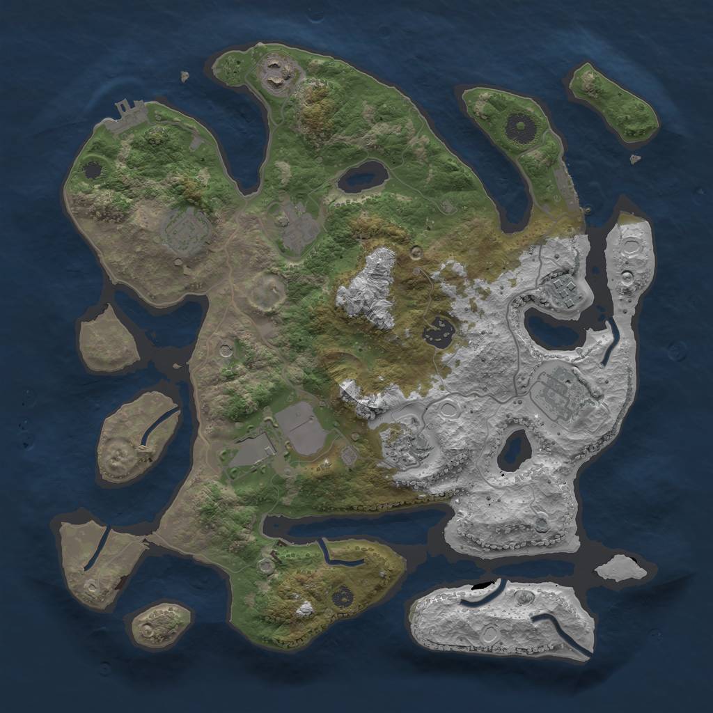 Rust Map: Procedural Map, Size: 3500, Seed: 5090449, 16 Monuments