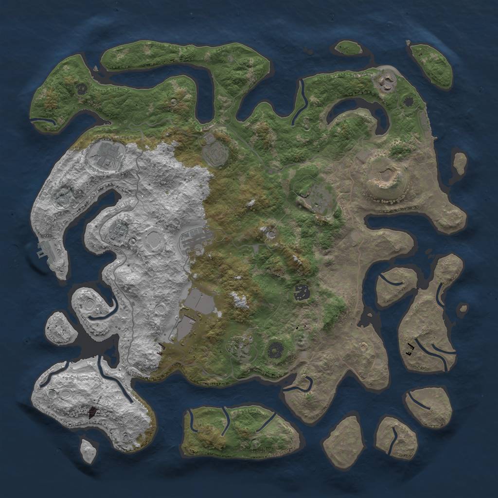 Rust Map: Procedural Map, Size: 4500, Seed: 1118383225, 18 Monuments