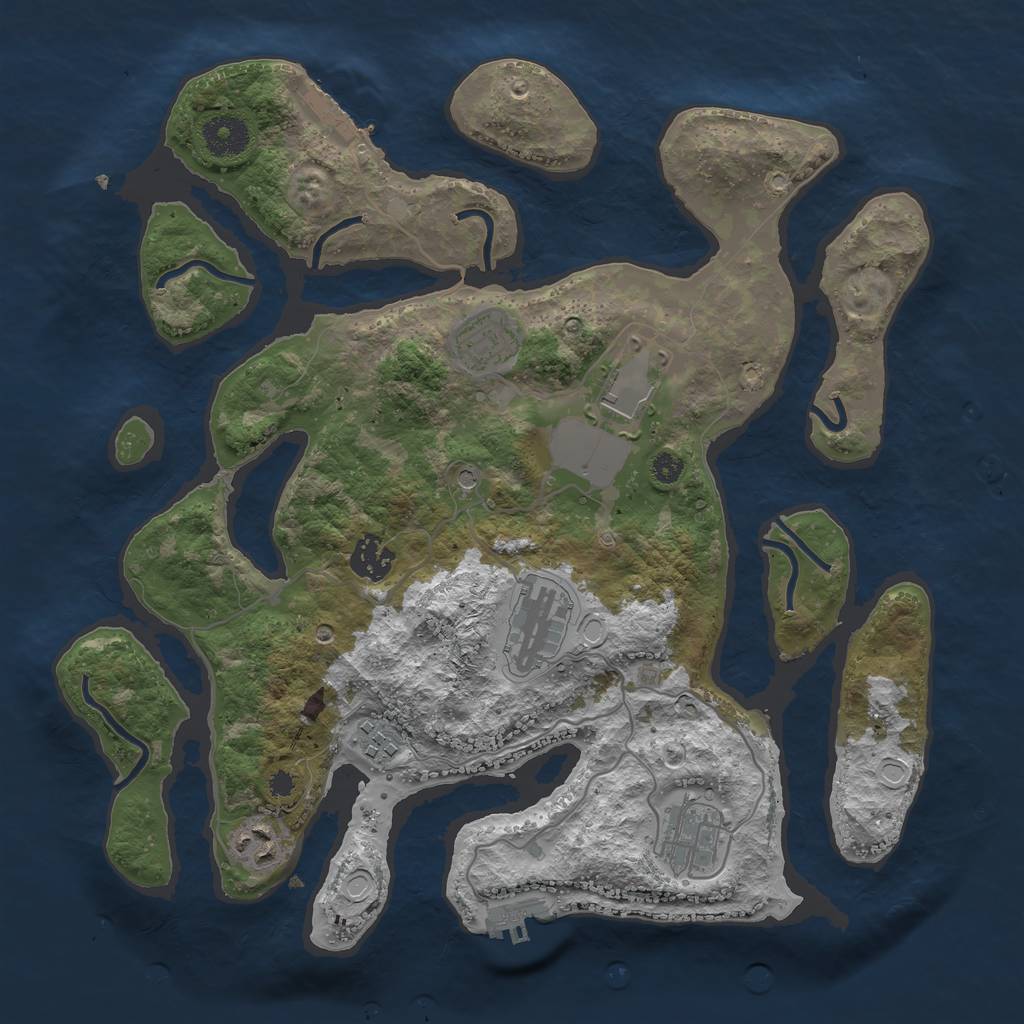 Rust Map: Procedural Map, Size: 3500, Seed: 69520, 15 Monuments