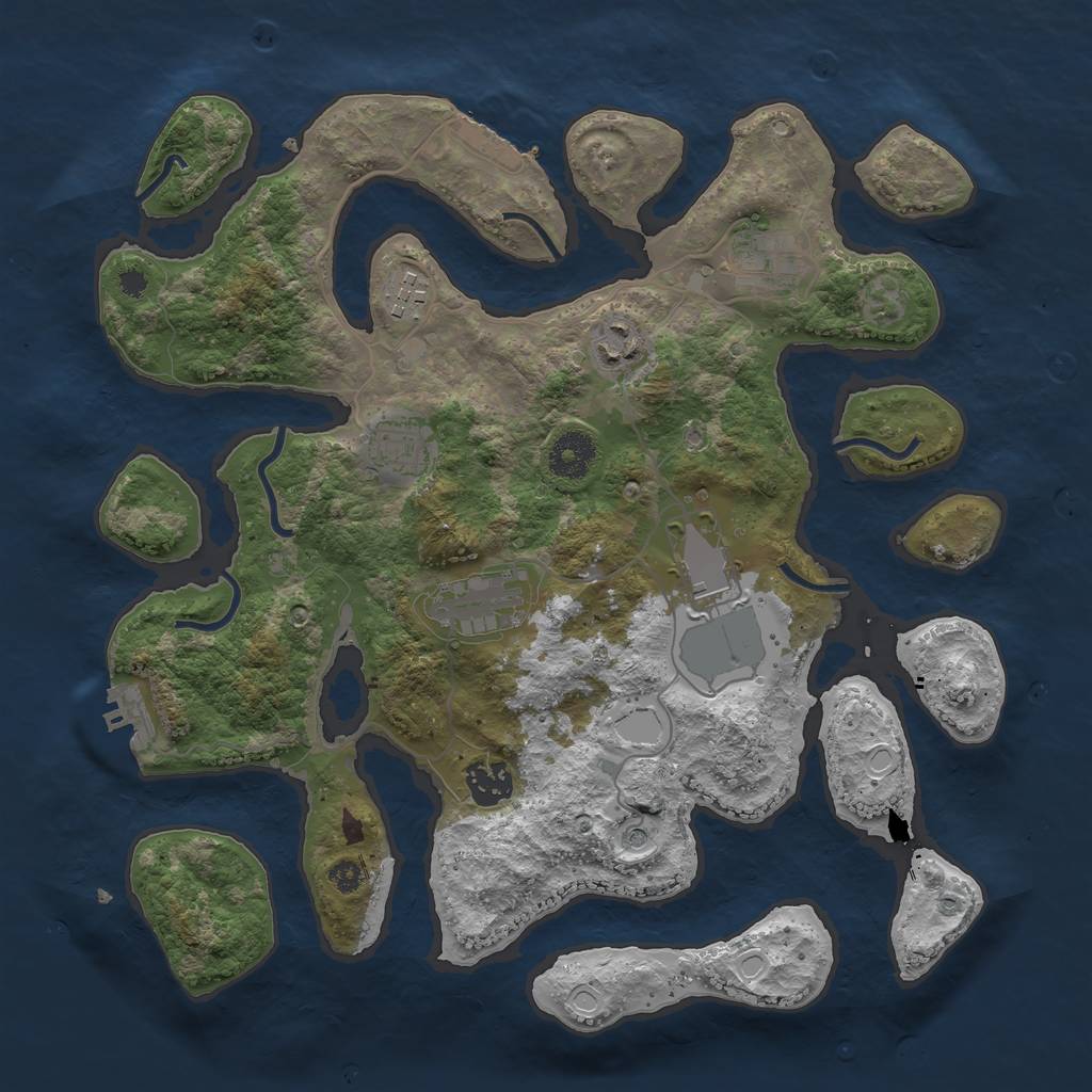 Rust Map: Procedural Map, Size: 3500, Seed: 117665181, 15 Monuments