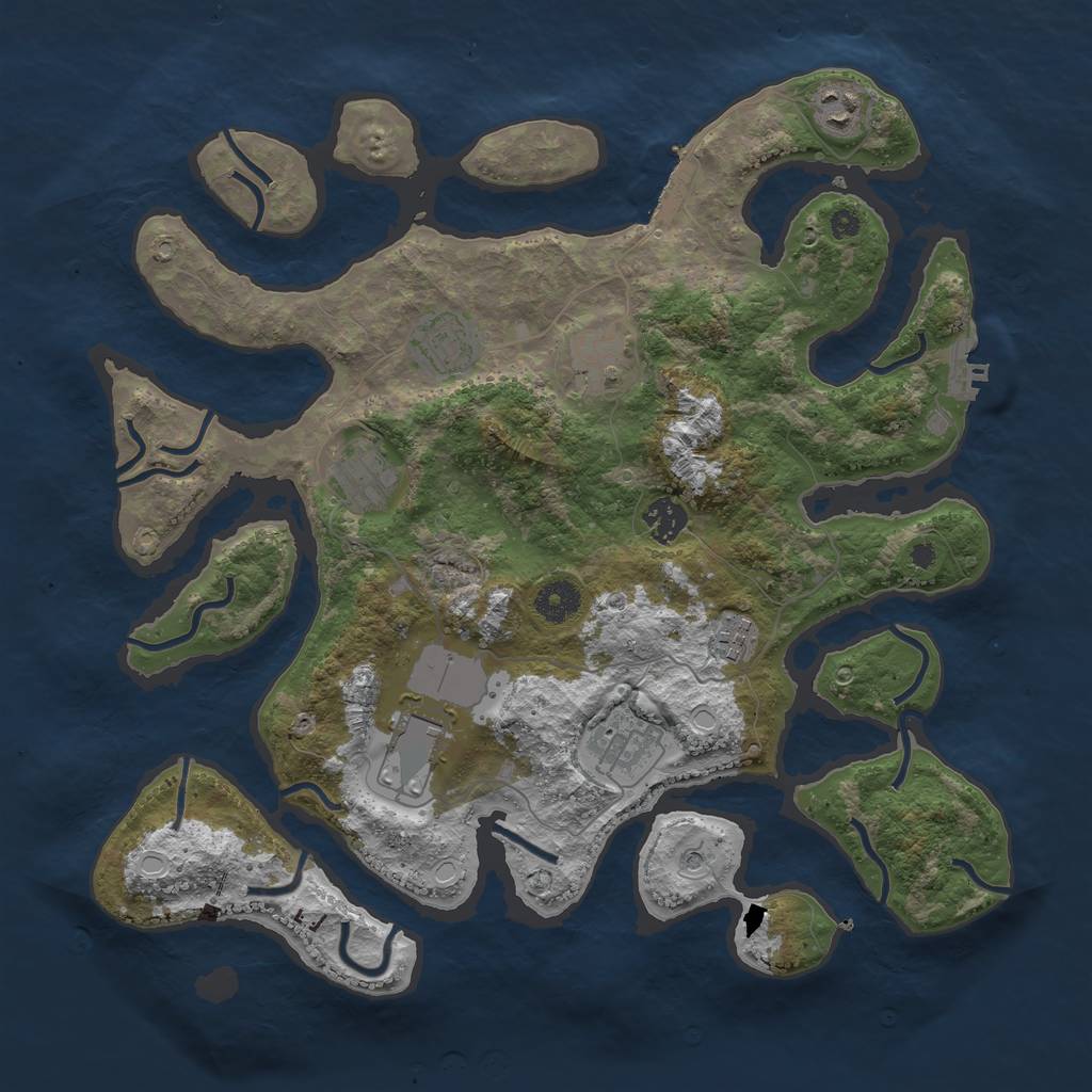 Rust Map: Procedural Map, Size: 3800, Seed: 62985114, 16 Monuments