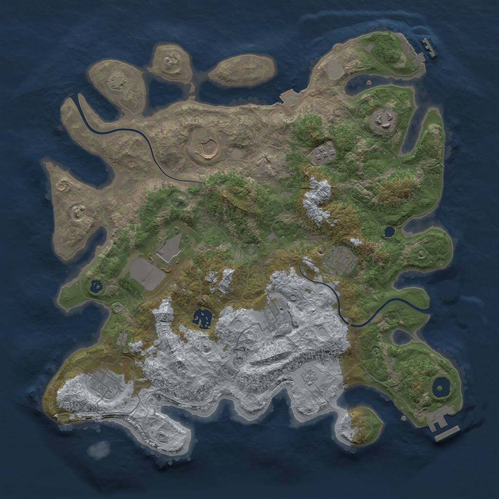 Rust Map: Procedural Map, Size: 3800, Seed: 62985114, 14 Monuments
