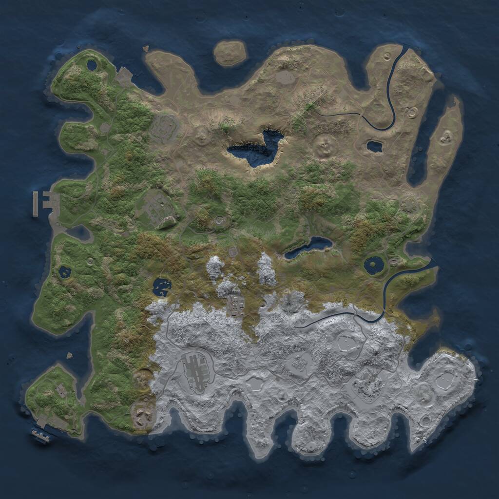 Rust Map: Procedural Map, Size: 4000, Seed: 1243723378, 13 Monuments