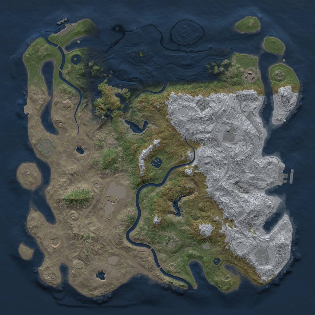 Rust Map: Procedural Map, Size: 4500, Seed: 39364324, 16 Monuments