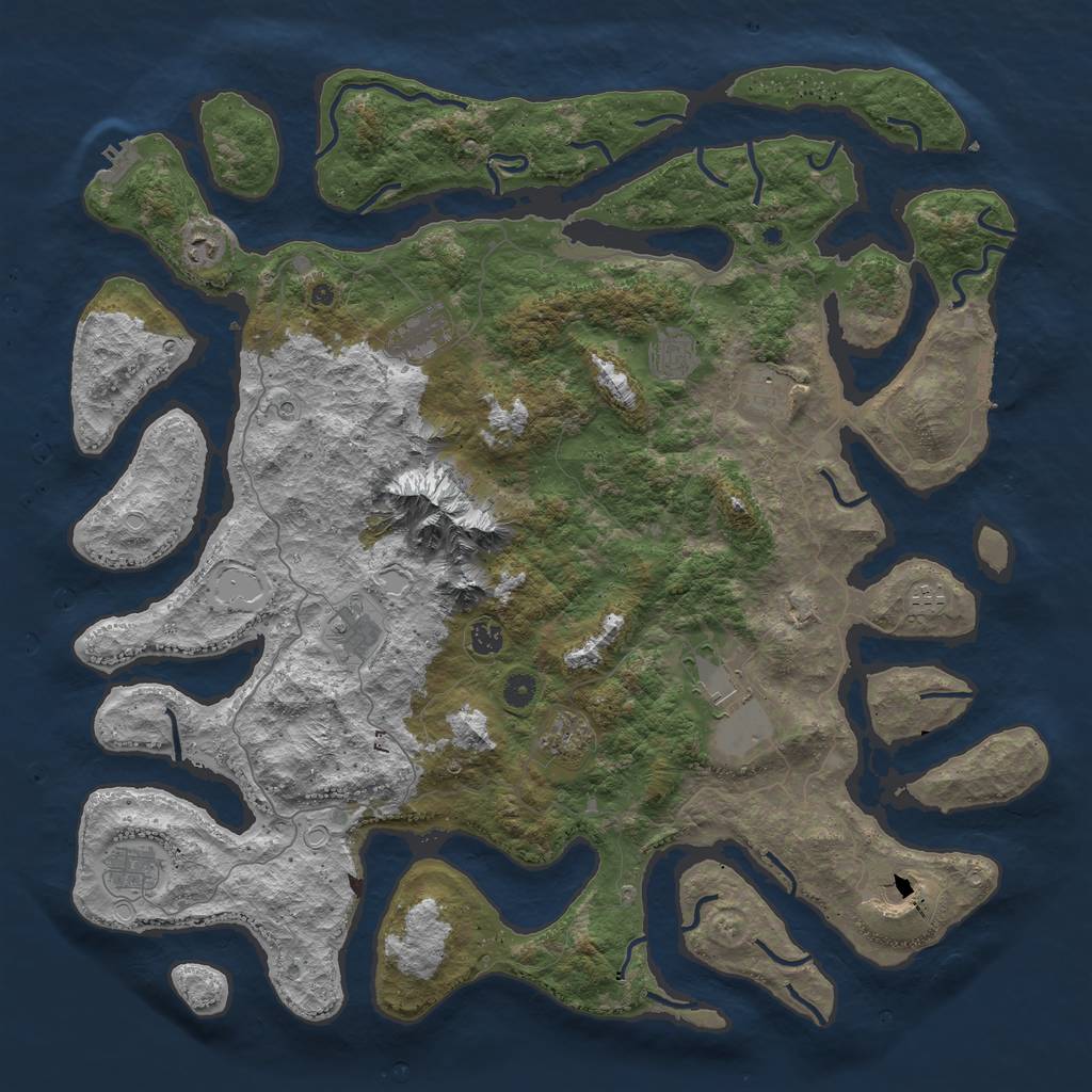 Rust Map: Procedural Map, Size: 5000, Seed: 1934, 19 Monuments