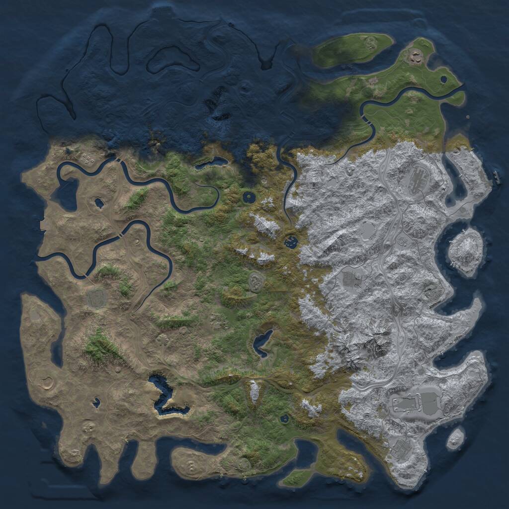 Rust Map: Procedural Map, Size: 6000, Seed: 345211245, 17 Monuments