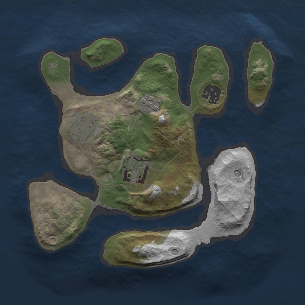 Rust Map: Barren, Size: 2500, Seed: 19, 7 Monuments