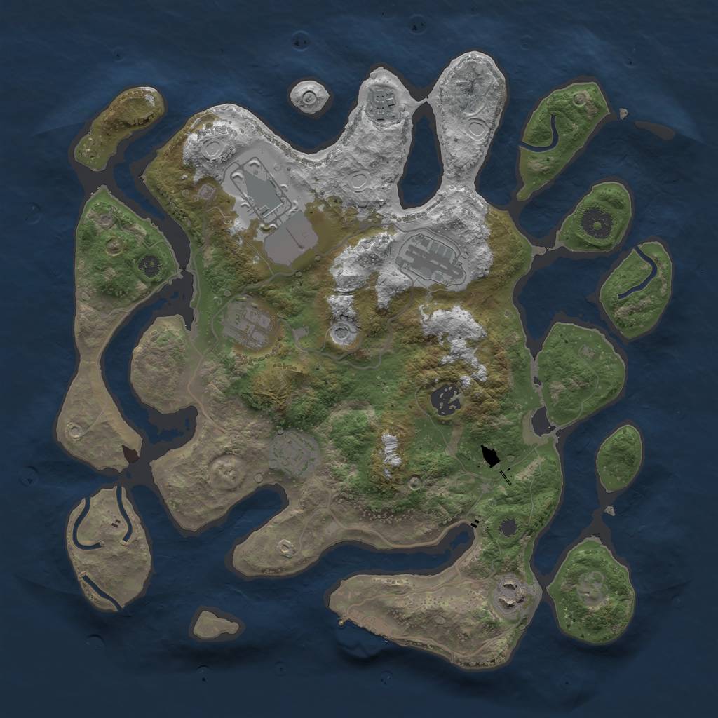Rust Map: Procedural Map, Size: 3500, Seed: 1386741636, 14 Monuments