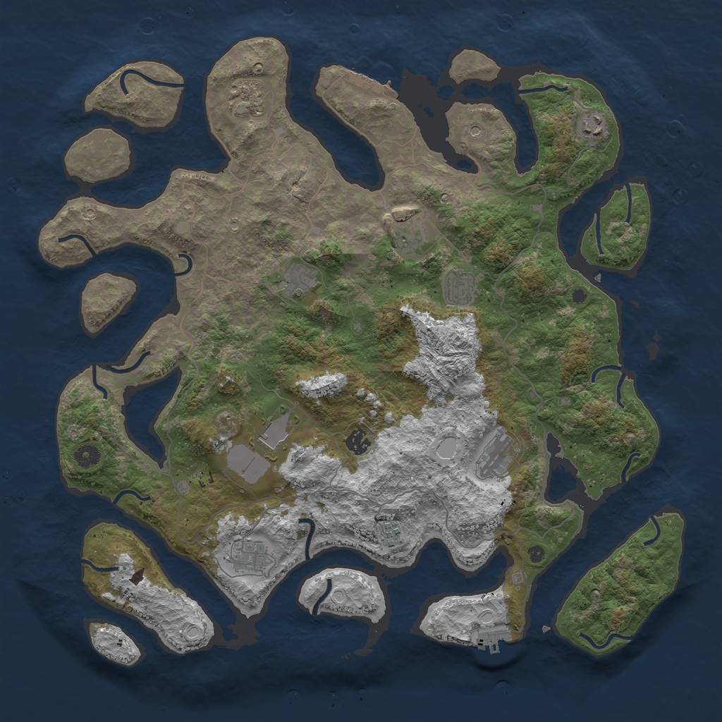 Rust Map: Procedural Map, Size: 4500, Seed: 3221993, 18 Monuments