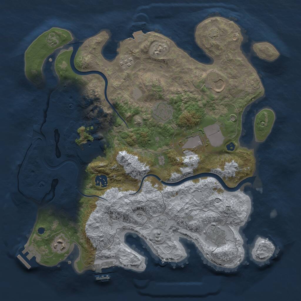 Rust Map: Procedural Map, Size: 3500, Seed: 15425, 14 Monuments