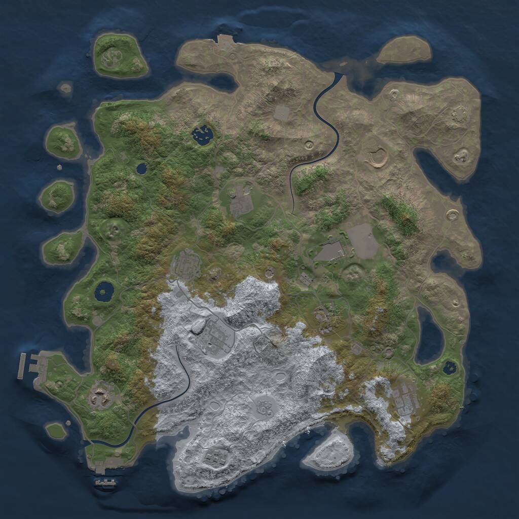 Rust Map: Procedural Map, Size: 3950, Seed: 153659597, 16 Monuments