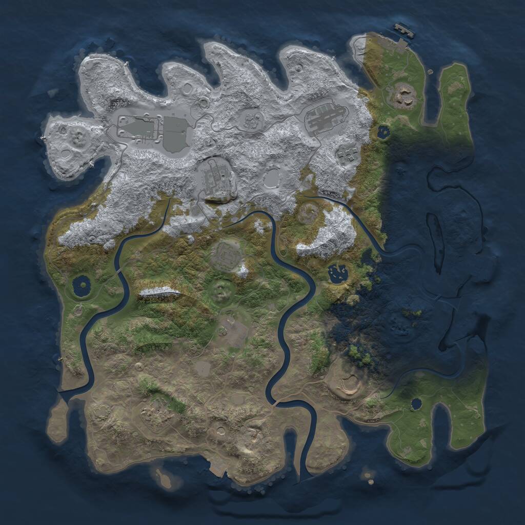 Rust Map: Procedural Map, Size: 3950, Seed: 716725033, 16 Monuments