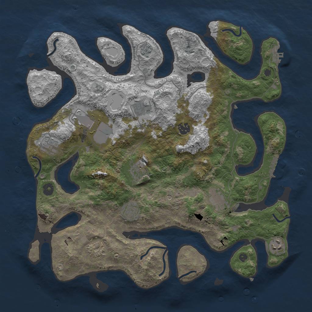 Rust Map: Procedural Map, Size: 3950, Seed: 716725033, 18 Monuments