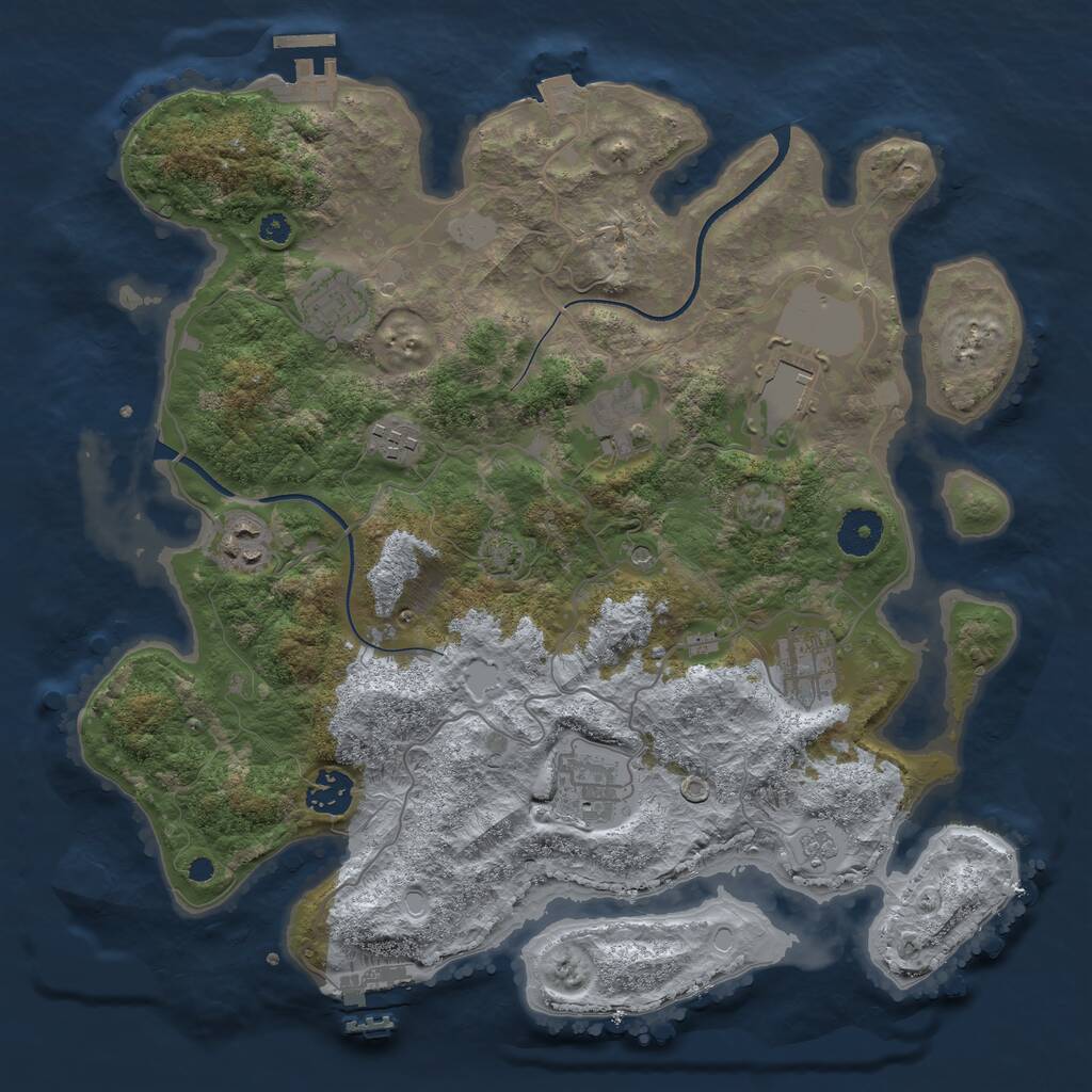 Rust Map: Procedural Map, Size: 3550, Seed: 1489761254, 14 Monuments