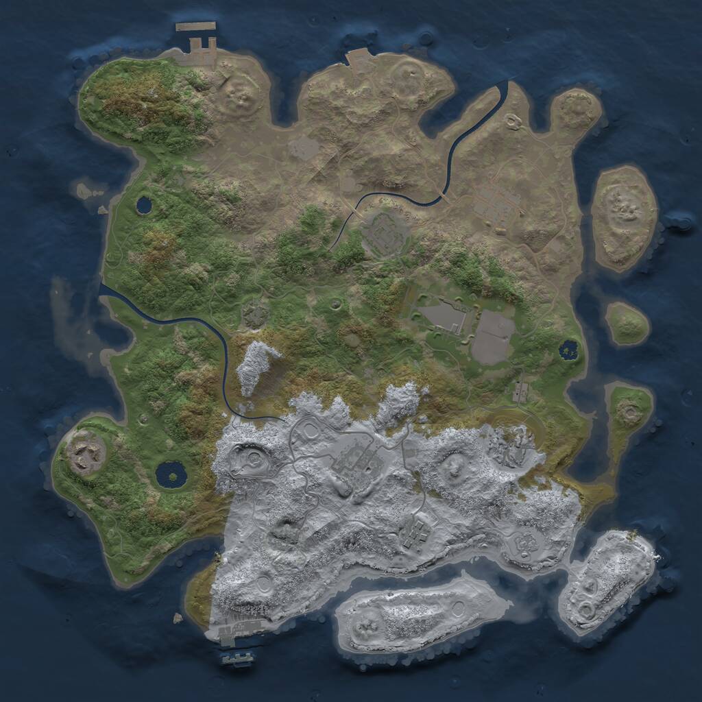 Rust Map: Procedural Map, Size: 3550, Seed: 1489761254, 13 Monuments