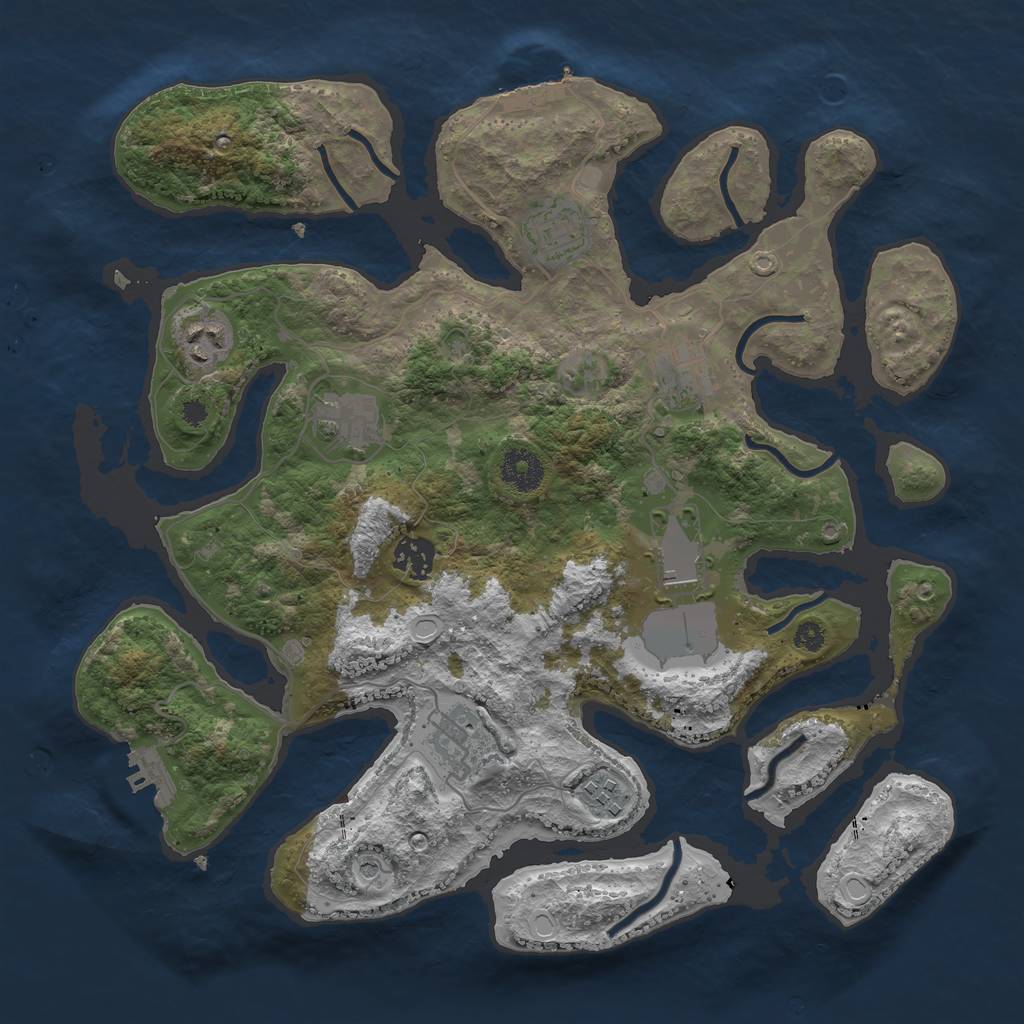 Rust Map: Procedural Map, Size: 3550, Seed: 1489761254, 16 Monuments