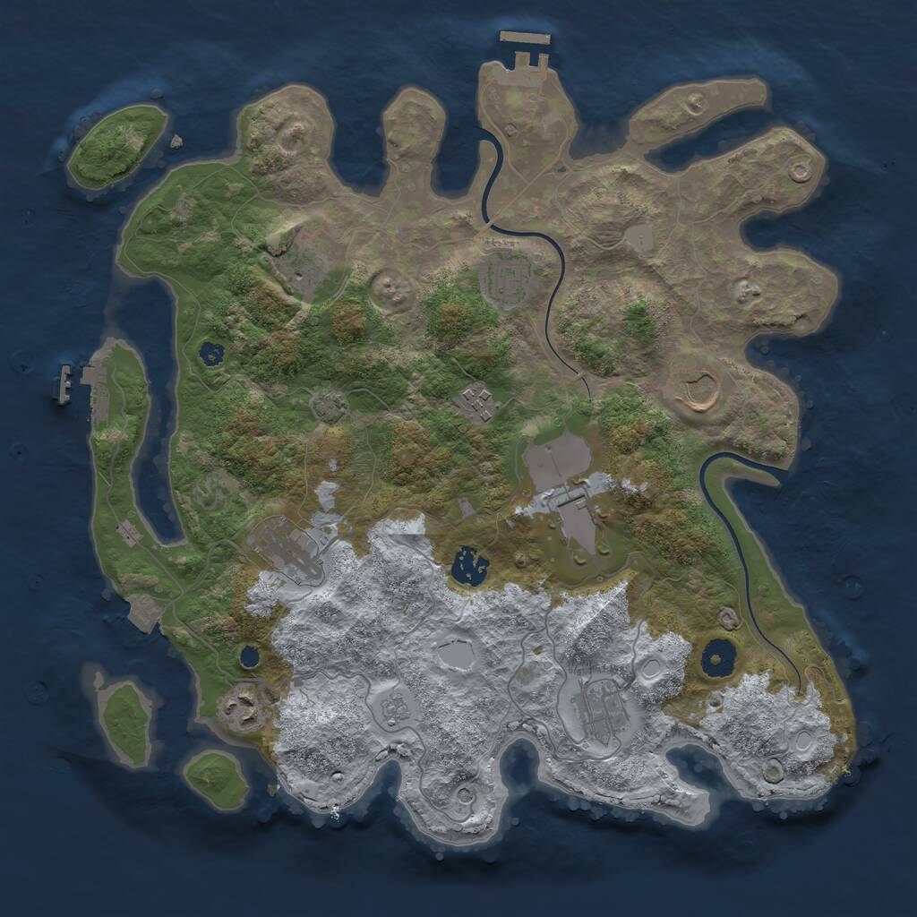 Rust Map: Procedural Map, Size: 3700, Seed: 51586060, 15 Monuments