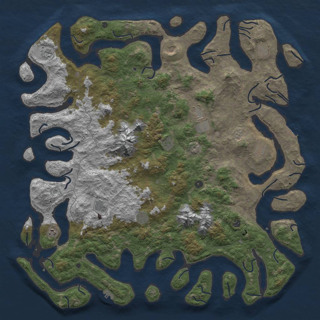 Rust Map: Procedural Map, Size: 6000, Seed: 827269903, 19 Monuments