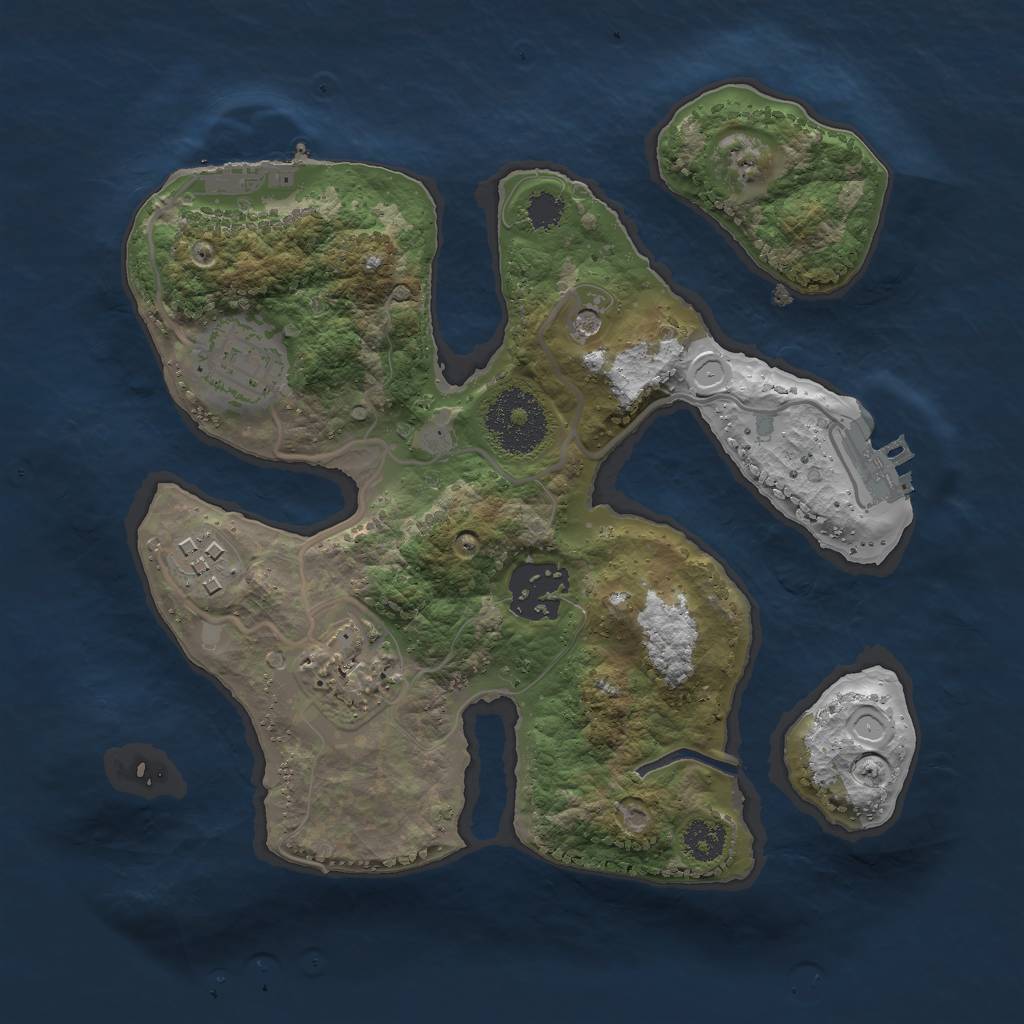 Rust Map: Procedural Map, Size: 2500, Seed: 214242683, 12 Monuments
