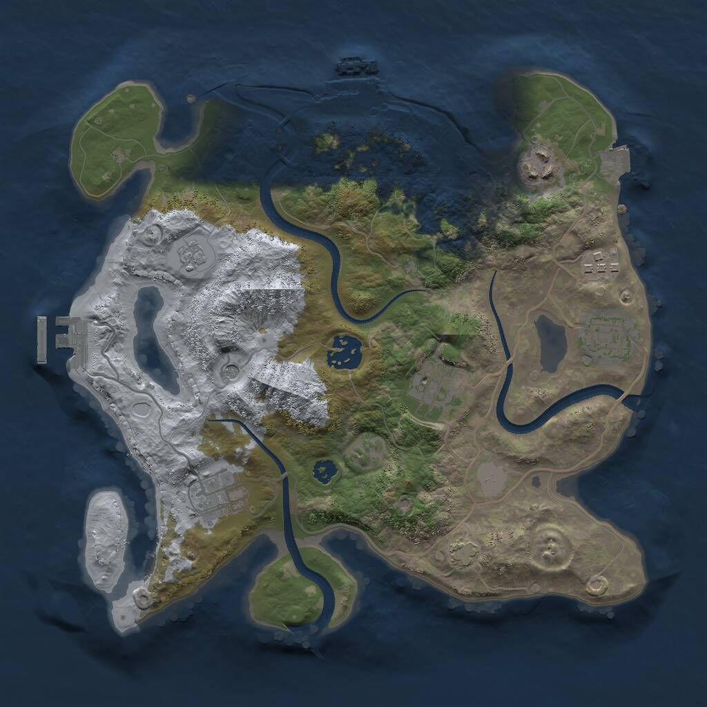 Rust Map: Procedural Map, Size: 3000, Seed: 1957855642, 12 Monuments