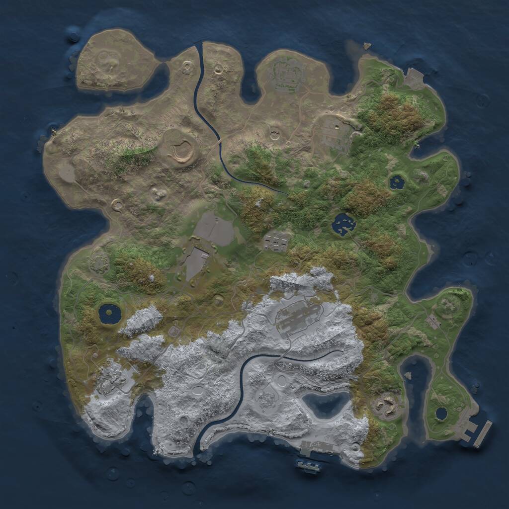 Rust Map: Procedural Map, Size: 3500, Seed: 493365989, 15 Monuments